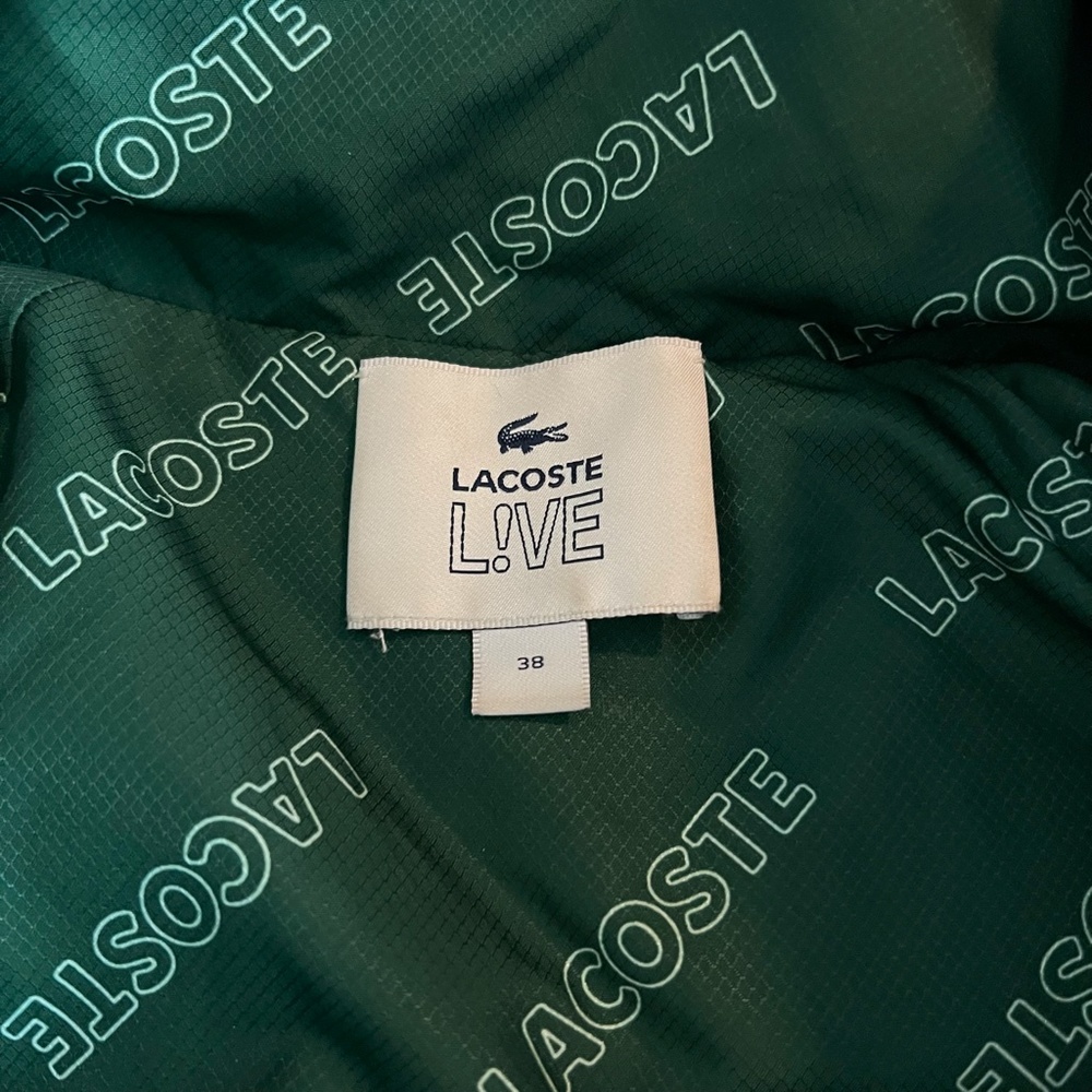 Lacoste L!VE Men's black green logo Print Reversible Quilted Jacket size 38 - Picture 2 of 15